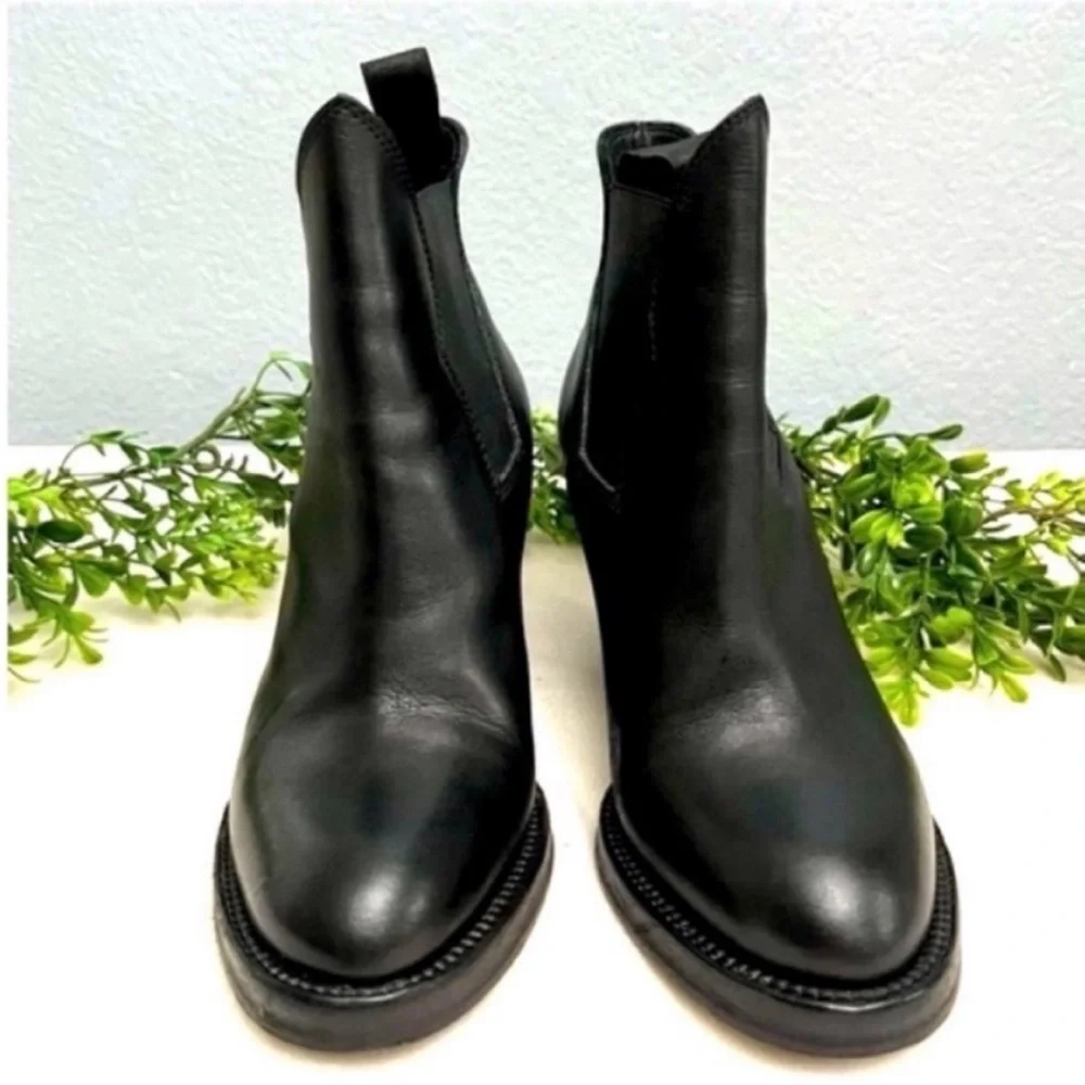 Acne Studios Women's Black Leather High Heel Chelsea Boot Size 37 - Picture 4 of 12